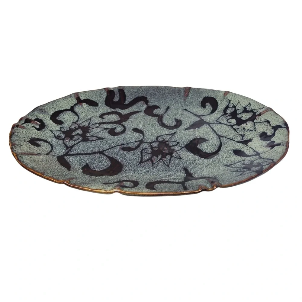 Ambiance Collections Savoy Oval Platter Reactive Glaze Stoneware 16.5x11.5